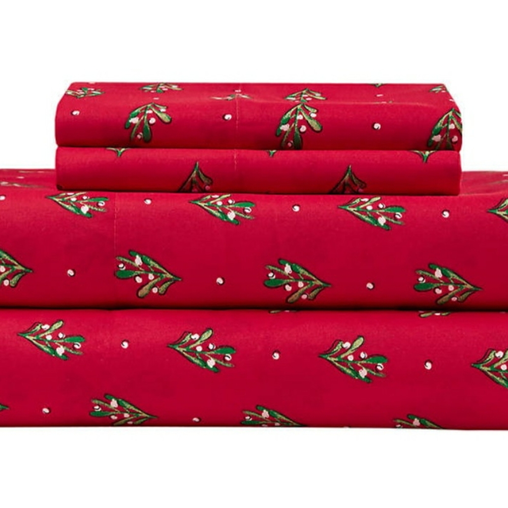 NWT Holiday Red and Green Patterned Full Sheets By Joyland New In Package